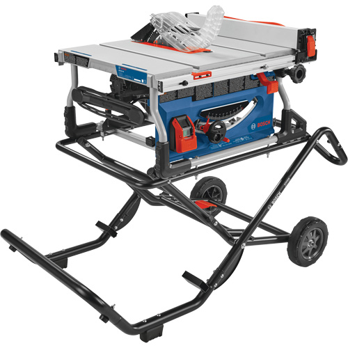Jobsite Table Saw with Gravity-Rise Wheeled Stand, 120 V, 15 A, 3800 RPM D. Morneault & Fils