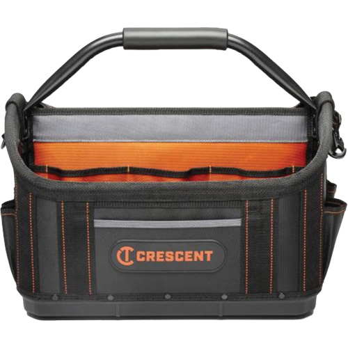17" Tradesman Open Top Tool Bag, Polyester, 25 Pockets, Black/Orange D. Morneault & Fils