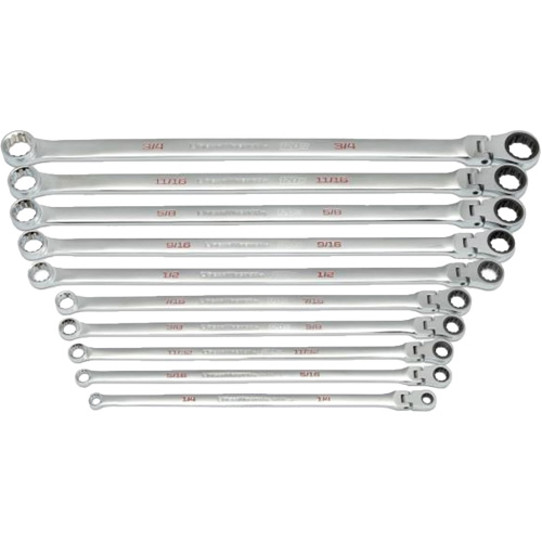 Jeu de cl&eacute;s Gearbox &agrave; t&ecirc;te flexible XL et cannelure universelle 120XP, Cl&eacute; polygonale, 10 morceaux, Imp&eacute;rial D. Morneault & Fils