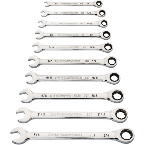 90-Tooth 12-Point Wrench Set, Ratcheting Combination, 10 Pieces, Imperial D. Morneault & Fils