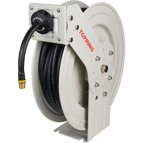 D&eacute;vidoir de tuyau &agrave; rappel automatique &agrave; bras simple de type L MAXREEL avec tuyau en caoutchouc, Air, 3/8" x 50', Tuyau simple, 250 PSI D. Morneault & Fils