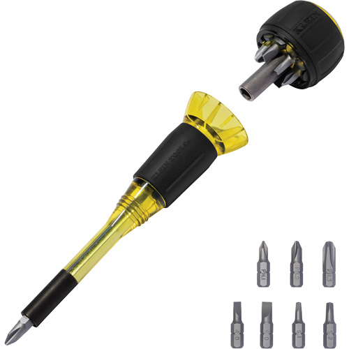 8-in-1 Tru-Grip Screwdriver with Stubby, 6-57/100" L, Plastic Handle D. Morneault & Fils