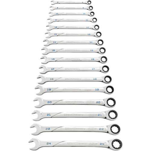 Jeu de cl&eacute;s 120XP Universal Spline XL, Combinaison &agrave; cliquet, 16 morceaux, M&eacute;trique D. Morneault & Fils