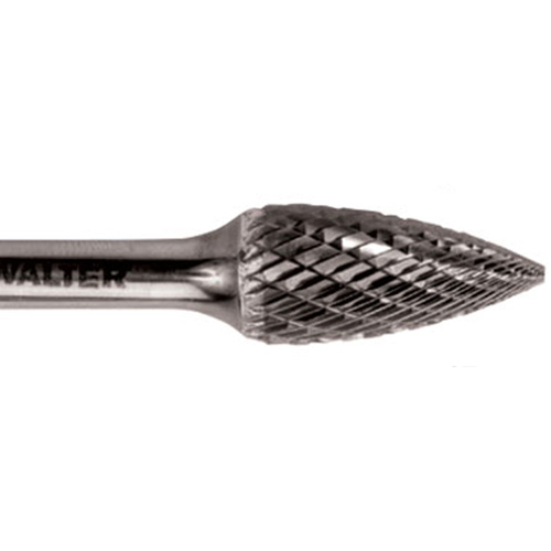 Double Cut Tapered Burr, SG-5, 1/2" Dia., 1/4" Shank, 1" Depth of Cut D. Morneault & Fils