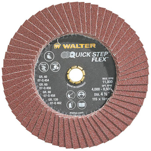 Disque &agrave; lamelles QUICK-STEP FLEX, 4-1/2" x Type 29, Grain 80, Oxyde d'aluminium D. Morneault & Fils