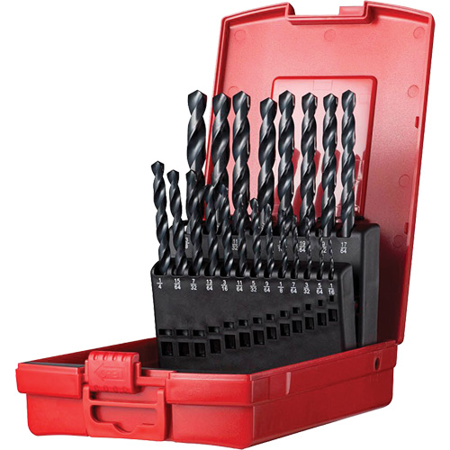 Jobber Length Drill Bit Set, 21 Pieces, High Speed Steel D. Morneault & Fils