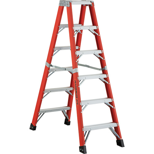 6600 AA Series Industrial Extra Heavy-Duty 2-Way Stepladders, Fibreglass, 375 lbs. Capacity, 4' D. Morneault & Fils
