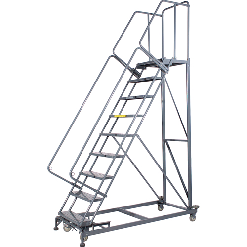 Monster Rolling Ladders, 7 Steps, 24" Step Width, 70" Platform Height, Steel D. Morneault & Fils