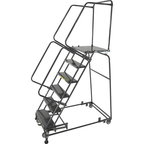 &eacute;chelles roulantes avec pied verrouillable activ&eacute; par le poids, 6 marches, Largeur de la marche 24", Hauteur de la plateforme 60", Acier D. Morneault & Fils