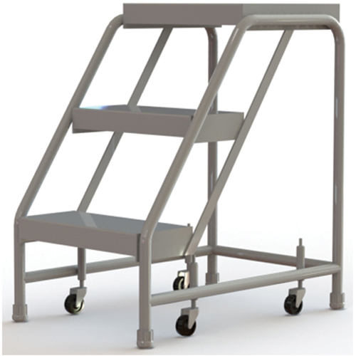Rolling Ladder, 3 Steps, 16" Step Width, 30" Platform Height, Aluminum D. Morneault & Fils