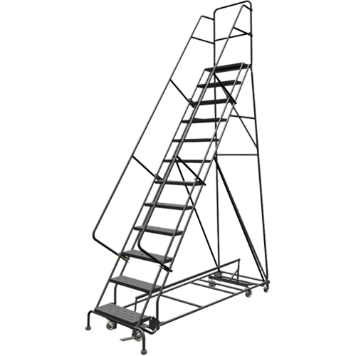 All Directional Rolling Ladder, 12 Steps, 24" Step Width, 120" Platform Height, Steel D. Morneault & Fils