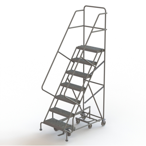 All Directional Rolling Ladder, 7 Steps, 24" Step Width, 70" Platform Height, Steel D. Morneault & Fils