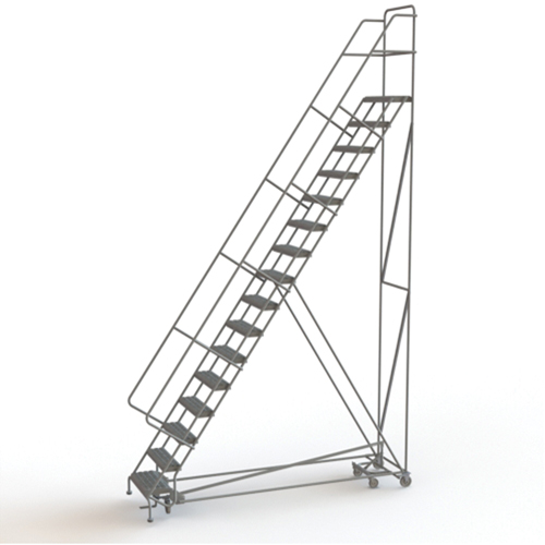 All Directional Rolling Ladder, 16 Steps, 24" Step Width, 160" Platform Height, Steel D. Morneault & Fils
