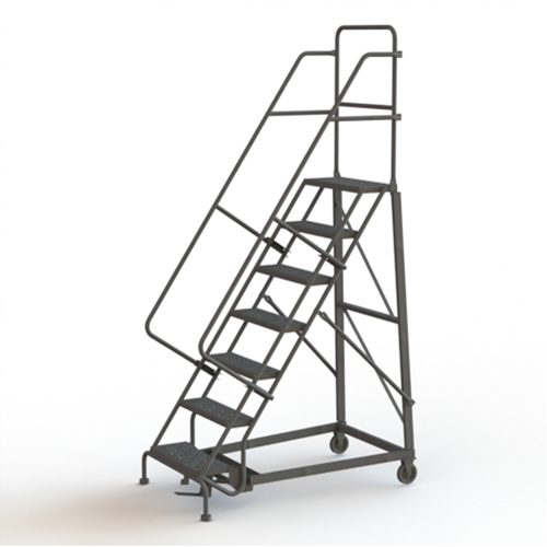 Heavy Duty Rolling Ladder, 7 Steps, 24" Step Width, 70" Platform Height, Steel D. Morneault & Fils