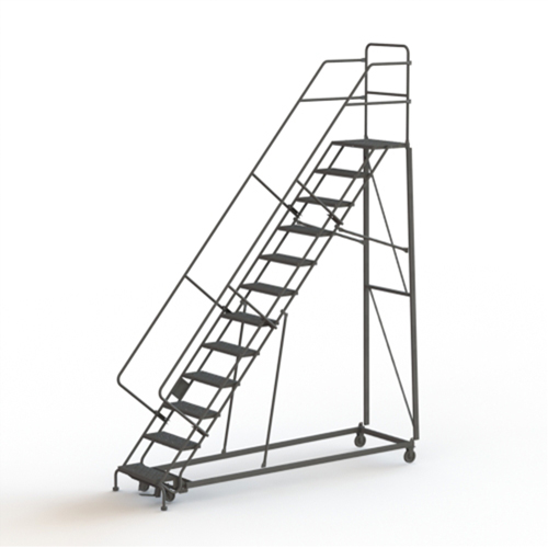 Heavy Duty Safety Slope Ladder, 12 Steps, Perforated, 50° Incline, 120" High D. Morneault & Fils