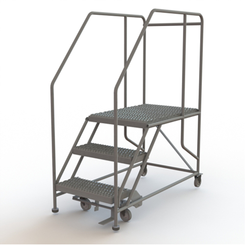 Mobile Work Platform, Steel, 3 Steps, 30" H, 35" D, 24" Step, Serrated D. Morneault & Fils