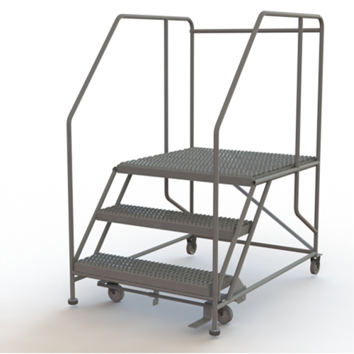 Mobile Work Platform, Steel, 3 Steps, 30" H, 36" D, 36" Step, Serrated D. Morneault & Fils