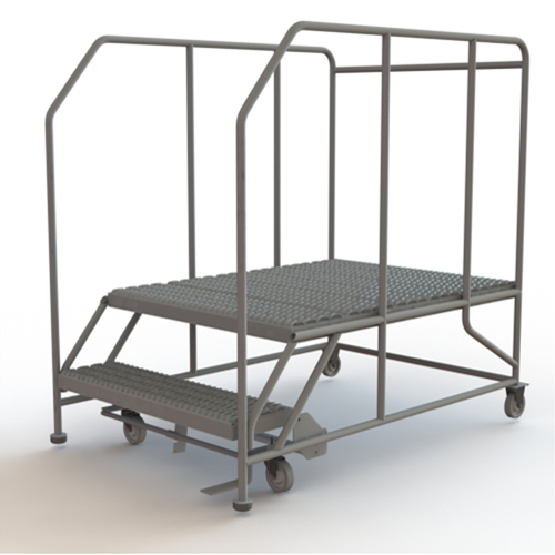 Plateforme de travail mobile, Acier, 2 Marches, 20" ha, 48" p, 36" Marche, Stri&eacute; D. Morneault & Fils