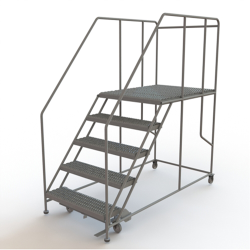 Mobile Work Platform, Steel, 5 Steps, 50" H, 48" D, 36" Step, Serrated D. Morneault & Fils