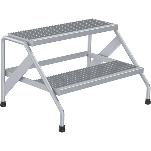 Aluminum Step Stand, 2 Step(s), 32-13/16" W x 24-9/16" L x 20" H, 500 lbs. Capacity D. Morneault & Fils