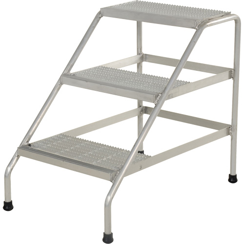 Aluminum Step Stand, 3 Step(s), 22-13/16" W x 34-9/16" L x 30" H, 500 lbs. Capacity D. Morneault & Fils