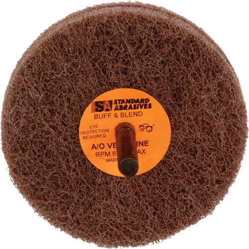 Meule de polissage et lissage Buff & Blend de 2 plis Standard Abrasives, 3" dia. x 2" la, Arbre 1/4", Oxyde d'aluminium D. Morneault & Fils