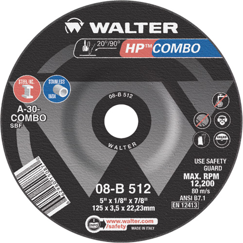 HP Combo Depressed Center Combination Wheel, 5" x 1/8", 7/8" Arbor, Type 27 D. Morneault & Fils