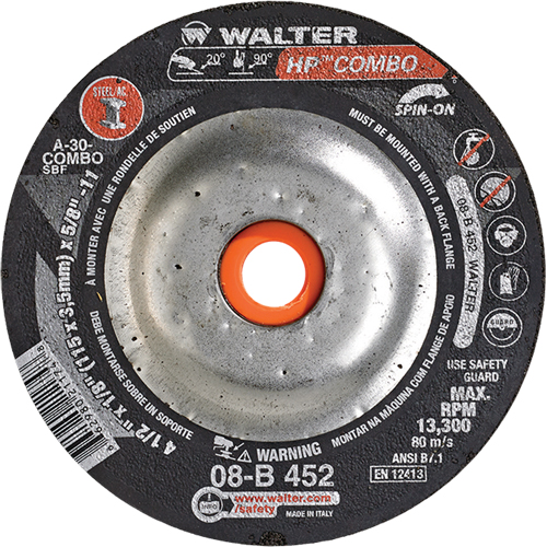 Meule combin&eacute;e HP Combo vissable, 4-1/2" x 1/8", Arbre de 5/8"-11, Type 27S D. Morneault & Fils
