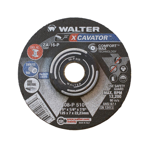 XCAVATOR Grinding Wheel, 5" x 1/4", 7/8"/5/8"-11 Arbor, Zirconium, Type 27 D. Morneault & Fils