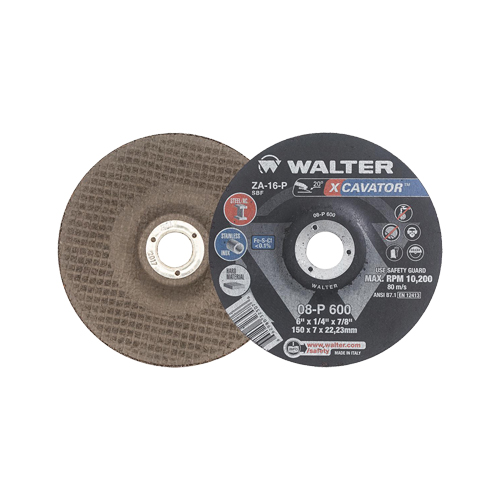 XCAVATOR Grinding Wheel, 6" x 1/4", 7/8" Arbor, Zirconium, Type 27 D. Morneault & Fils