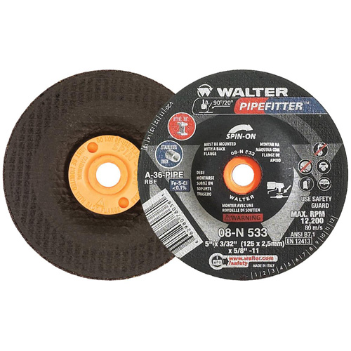 PIPEFITTER Grinding Wheel, 5" x 3/32", 5/8"-11 Arbor, Aluminum Oxide, Type 27 D. Morneault & Fils