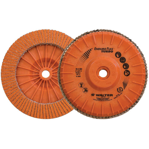 Enduro-Flex Turbo Flap Disc, 6" x 5/8"-11, Type 27S, 36/60 Grit, Ceramic D. Morneault & Fils