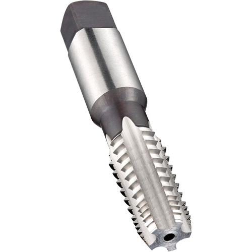 Taraud machine &agrave; denture altern&eacute;e pour tuyau, 3/8"-18, 5 cannelures, 80 mm lo, Conique, Acier rapide D. Morneault & Fils