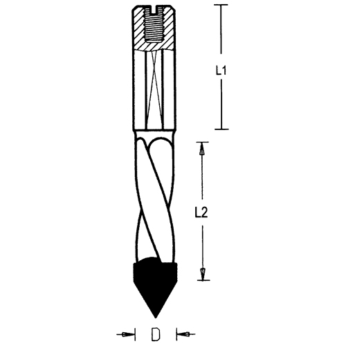 Through-Hole Carbide Tipped Drill, 5 mm Diameter D. Morneault & Fils