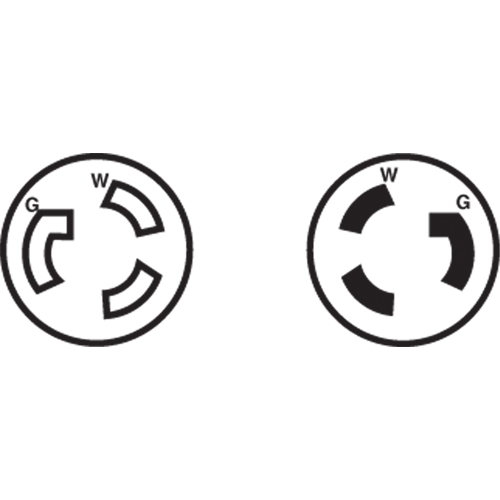 2-Pole 3-Wire Grounding Locking Plug, Nylon, 15 Amps, 250 V, L6-15P D. Morneault & Fils