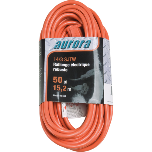 Vinyl Extension Cord, Outdoor, SJTW, 14/3 AWG, 15 A, 50' D. Morneault & Fils
