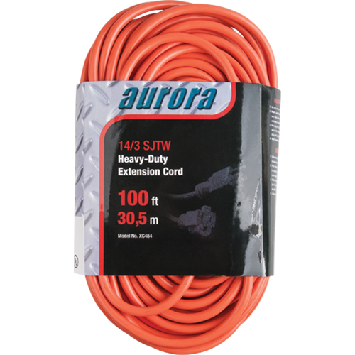 Vinyl Extension Cord, Outdoor, SJTW, 14/3 AWG, 13 A, 100' D. Morneault & Fils