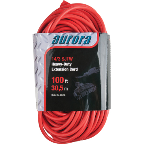 Vinyl Extension Cord, Outdoor, SJTW, 14/3 AWG, 13 A, 3 Outlet(s), 100' D. Morneault & Fils