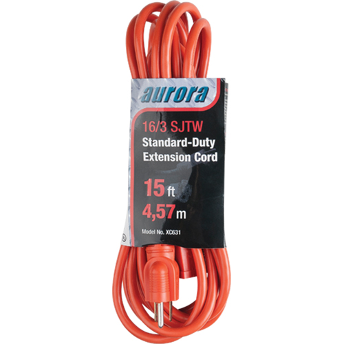 Extension Cord, Indoor/Outdoor, SJTW, 16/3 AWG, 13 A, 15' D. Morneault & Fils