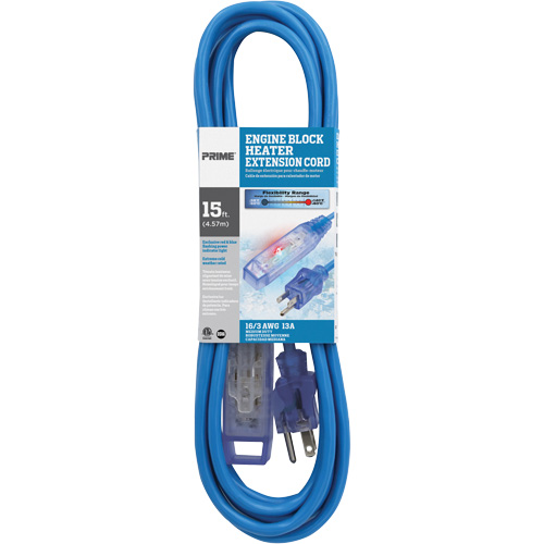 Chauffe-moteur Glacier Flex, Toutes saisons, SJTW, AWG 16/3, 13 A, 3 prise(s), 15' D. Morneault & Fils