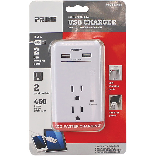 Prime&reg; USB Charger with Surge Protector D. Morneault & Fils