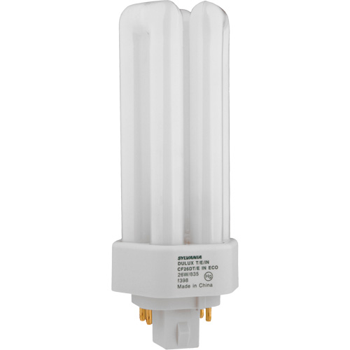 Dulux&reg; D/E/IN Amalgam Triple-Tube Compact Fluorescent Lamp, T (T4), 26 W, 4100 K, G24Q-3 Base, 16000 hrs. D. Morneault & Fils