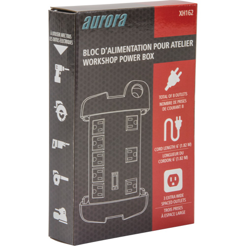 Workshop Surge Protector Power Strip, 8 Outlets, 1350 J, 1875 W, 6' Cord D. Morneault & Fils