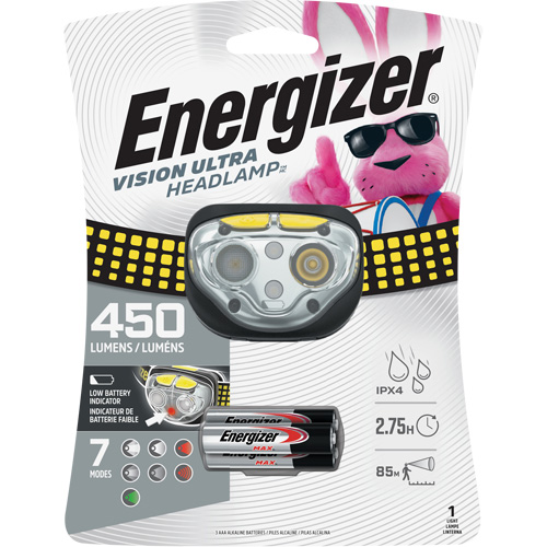 Vision Ultra Industrial Headlamp, LED, 450 Lumens, 2 Hrs. Run Time, AAA Batteries D. Morneault & Fils