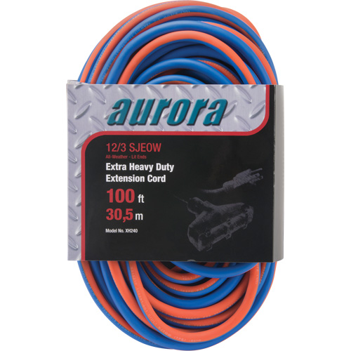 TPE-Rubber Extension Cord with Light Indicator, All-Weather, SJEOW, 12/3 AWG, 15 A, 3 Outlet(s), 100' D. Morneault & Fils
