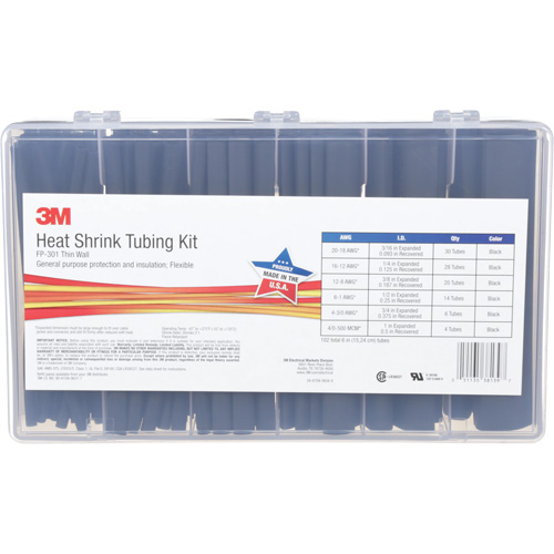 Tube thermor&eacute;tractable, Paroi mince, 6", 1" (2,54cm) - 0,1875" (0,48cm) D. Morneault & Fils