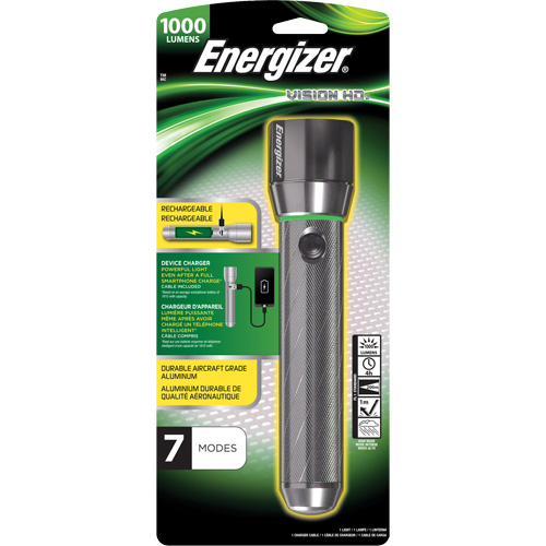 Lampe de poche Vision HD Focus, DEL, 1000 lumens, Piles Rechargeable D. Morneault & Fils