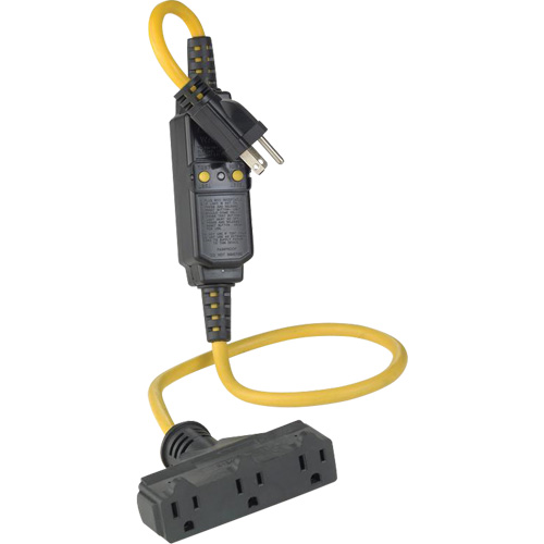 Triple-Tap Inline GCFI Extension Cord & Connector, 120 V, 15 Amps, 3' Cord D. Morneault & Fils