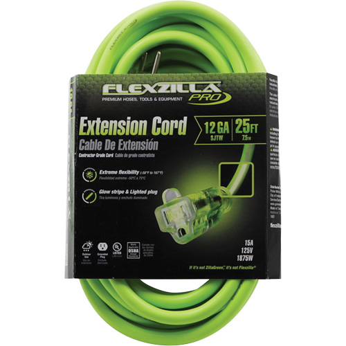 Flexzilla&reg; Pro Industrial Extension Cord, All-Weather, SJTW, 12/3 AWG, 15 A, 25' D. Morneault & Fils