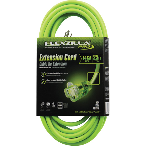 Flexzilla&reg; Pro Industrial Extension Cord, All-Weather, SJTW, 14/3 AWG, 15 A, 25' D. Morneault & Fils